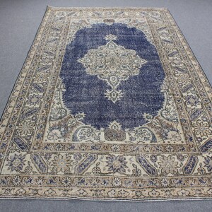 5.5x9.4 ft Large Rug, Turkish Rug, Vintage Rug, Anatolian Rug, Rugs For Salon, Navy Kitchen Rug, Large Vintage Rug,