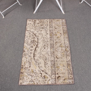 Vintage Rug, Turkish Rug, 2x4 Small Rug, Antique Oushak Rug, Rugs For Entry, 1.8x3.1 ft Beige Rug, Distressed Turkish Rug, Door Mat Rug,