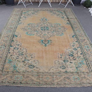 6x10 Large Rugs, Vintage Rug, Turkish Rug, Antique Rugs, Rugs For Salon, 5.9x9.2 ft Orange Rug, Boho Chic Turkish Rug, Large Oushak Rug,