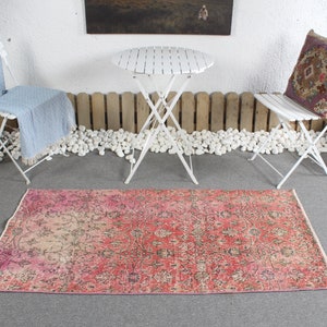 Turkish Rug, 2.7x5.4 ft Small Rug, Vintage Rug, Oushak Rug, Rugs For Bedroom, Pink Anatolian Rug, Turkish Rug Small,  2320