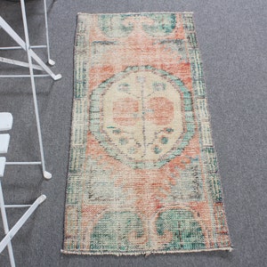 1.7x3.5 ft Small Rugs, Vintage Rug, Turkish Rug, Antique Rug, Rugs For Bedroom, Beige Oushak Rugs, Small Anatolian Rug, Door Mat Rug,