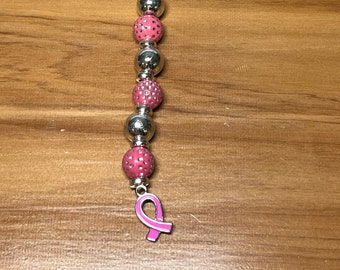 Dilation and Effacement Beads with Breast Cancer Ribbon Charm - One Strand, Two Purposes