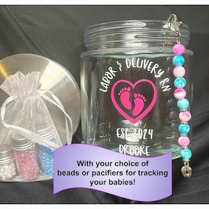 Bundle of Birth/Delivery Tracking Jar and Dilation Beads/Effacement Beads - Personalized