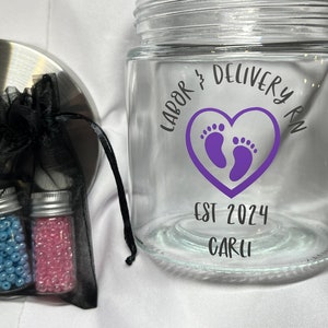 Labor Nurse Delivery Tracking Jar with Beads- Personalized