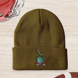 Bulbasaur Superbowl Embroidery Beanie Poke Beanie Winter Hat Football Beanie Pika -chu Beanie Squirtle Beanie Winter Anime Skull Cap Poke
