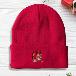 Charmander Christmas Embroidery Beanie Poke Beanie Spring Winter Hat Multiple Colors Pika -chu Beanie Squirtle Beanie Winter Anime SkullCap