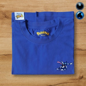 Greninja Poke Embroidery T Shirt Summer Shirts Water Type Poke Embroider Pika -chu Bulbasaur Squirtle Charmander T Shirts Poke Tank