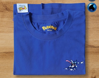 Greninja Poke Embroidery T Shirt Summer Shirts Water Type Poke Embroider Pika -chu Bulbasaur Squirtle Charmander T Shirts Poke Tank