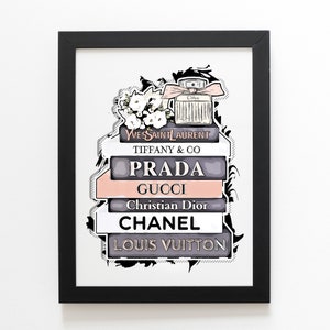 LV, Louis Vuitton, Gucci, Coco Chanel, Prada Wall Decor Poster Print Set -  Designer Fashion Modern Art Pictures for Home, Apartment, Bedroom