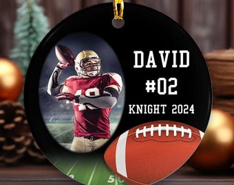 Personalized Football Photo Ornament, American Football Photo Christmas Gift, Football Team Gift, Ornament For Boy, Gift For Football Player