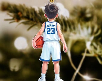 Personalized Kid Basketball Ornament, Custom Name Basketball Ornament, Basketball Keepsake, Basketball Ornament, Christmas Gift For Grandkid