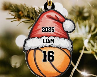 Custom Basketball Ornament,  Basketball Christmas Ornament, Personalized Christmas Ornament, Basketball Player Gift, Christmas Gift For Kids