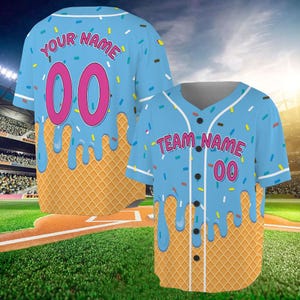 Ice Cream Drip Baseball, Personalized Baseball Jersey, Custom Kids Baseball Jersey, Ice Cream Drip Shirt, Game Day Outfit, Summer Jersey