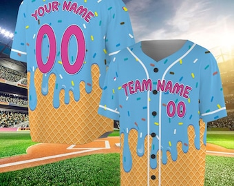 Ice Cream Drip Baseball, Personalized Baseball Jersey, Custom Kids Baseball Jersey, Ice Cream Drip Shirt, Game Day Outfit, Summer Jersey