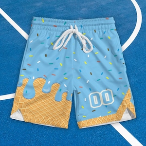 Custom Jersey Shorts, Ice Cream Drip Shorts, Youth Drip Baseball Shorts, Ice Cream Drip Shorts Youth, Toddler Shorts Boy, Baby Jersey Shorts