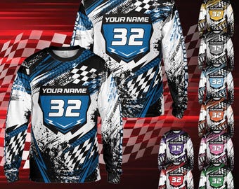 Personalized Motocross Shirt Adult Youth, Custom Dirt Bike Long Sleeve Shirt, Motocross Racing Shirt, Motocross Rider Gift,Racing Team Shirt