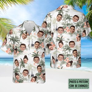 Custom Face Hawaiian Shirts, Custom Face Shirts, Holiday Tropical Pattern Shirt For Men Women, Bachelor Party Gift Summer, Family Shirts