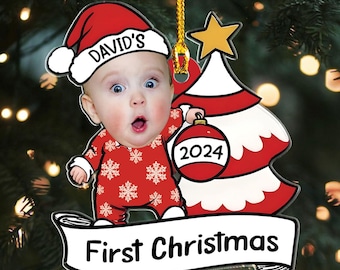 Baby First Christmas Ornament, Personalized Baby Photo Ornament, Baby's 1st Christmas Ornaments 2024, Christmas Baby Ornament, New Baby Gift