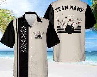 Personalized Bowling Shirt, Custom Bowling Shirts, Bowling Team Shirt, Bowling Shirts, Bowling Hawaiian Shirt, Retro Bowling Shirts