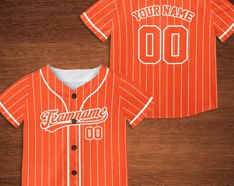 Personalized Orange Baseball Jersey, Custom Kids Baseball Jersey, Sports Jersey For Toddlers Youth Adult, Baseball Team Shirt