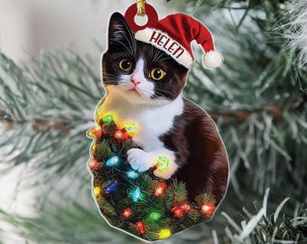 Personalized Cat Christmas Ornament, Custom Cat Ornament, Cat Christmas Gift, Custom Cat Mom Gift,  2d Flat, Gift For Cat Lovers, Xmas Gift
