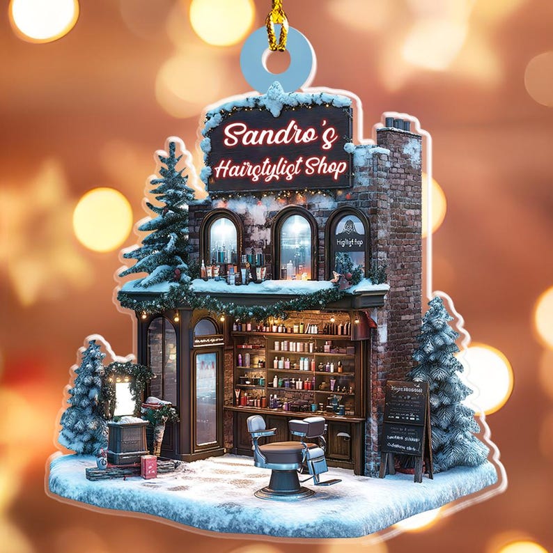 Personalized Hair Salon Ornament, Christmas Hair Salon, Custom Brand