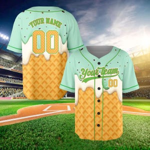 Personalized Ice Cream Drip Baseball Jersey, Custom Baseball Jersey, Ice Cream Drip Shirt, Baseball Ice Cream Drip, Baseball Drip Shirt