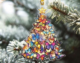 Butterfly Christmas Ornament, Butterfly Christmas Tree Ornaments, Butterfly Ornament 2024 Gift Butterfly Lover Christmas Tree Decor 2d Flat