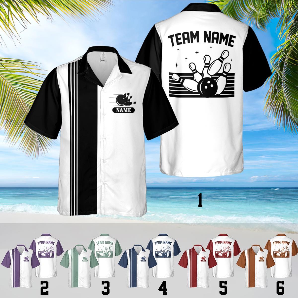 Discover Personalized Retro Bowling Hawaiian Shirt, Custom Name Button Down Shirt, Matching Bowling Team Shirt, Bowling Lover Gifts,Bowler Gift Shirt