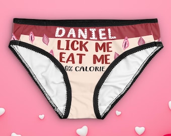 Personalized Women's Briefs, Custom Name Women Briefs, Lick Me Eat Me, Gift For Girlfriend, Valentine/Wedding/Anniversary Gift For Her/Wife