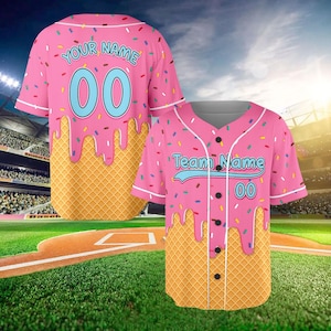 Ice Cream Drip Baseball, Personalized Baseball Jersey, Custom Baseball Jersey, Ice Cream Drip Shirt, Game Day Outfit, Summer Jersey