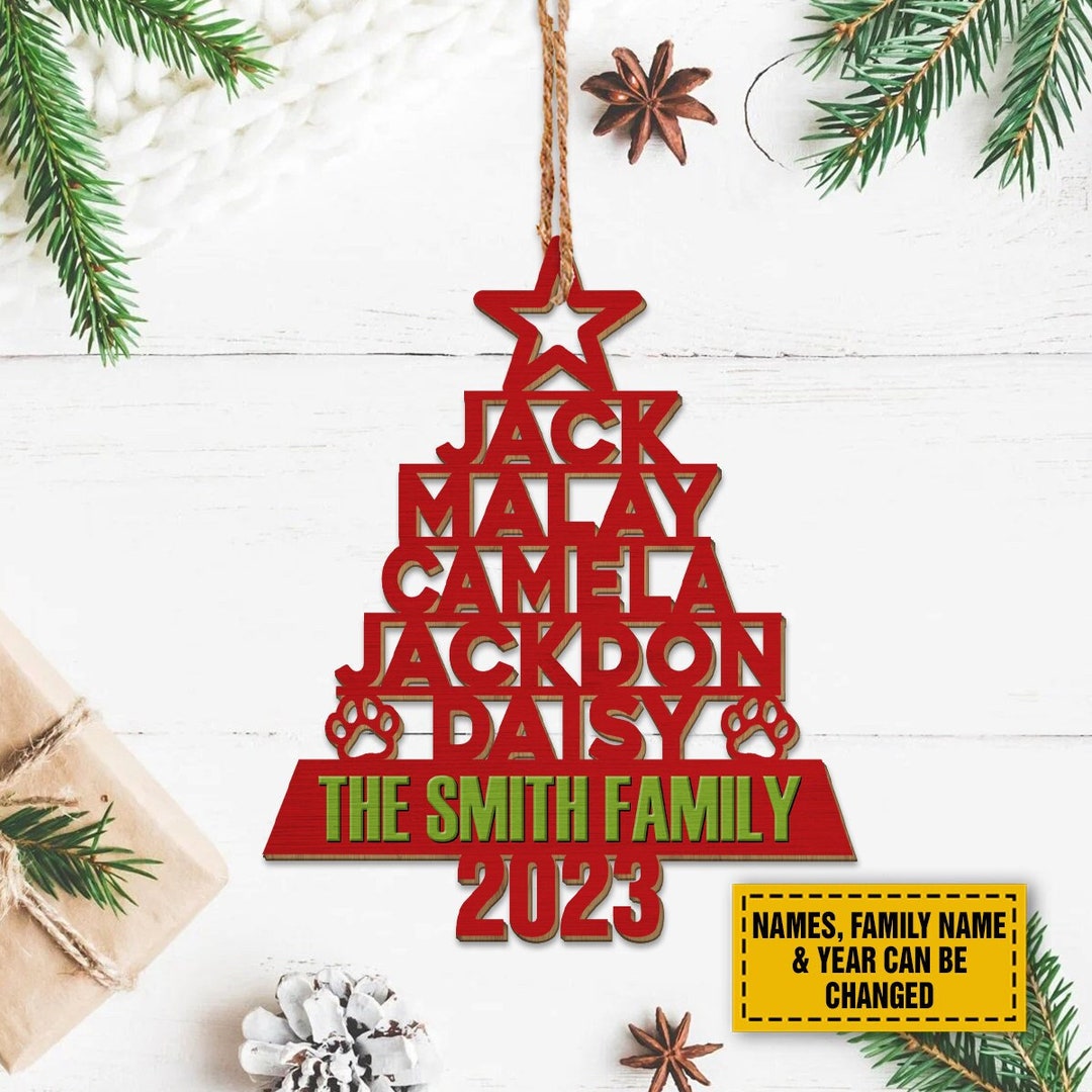 Red Christmas Tree Christmas Tree Names 2023 Customized Wood Etsy