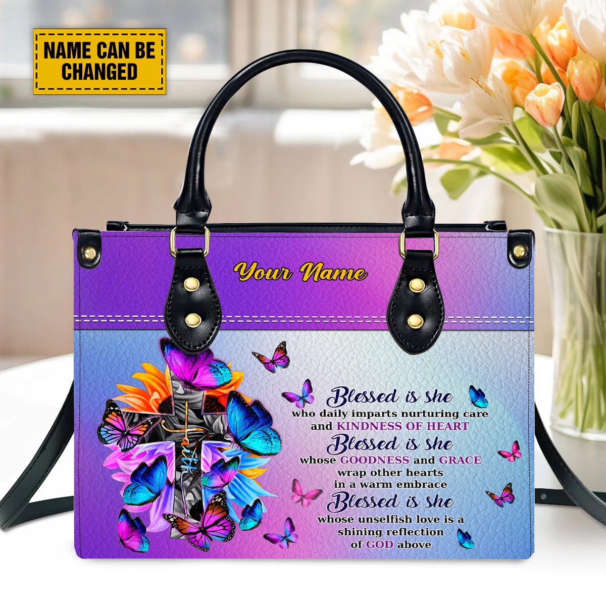 She Is Personalized Leather Handbag