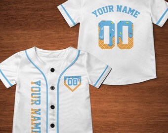 Personalized Ice Cream Drip Baseball Jersey,Custom Kids Baseball Jersey,Ice Cream Drip Shirt,Birthday Gift For Kids,Baseball Birthday Jersey