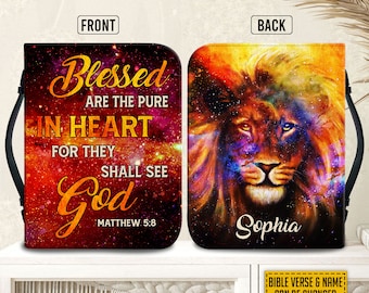 Personalized Bible Cover, Blessed Are The Pure In Heart For They Shall See God, Matthew 5:8, Man & Woman Bible Cover, Bible Cover For Kid