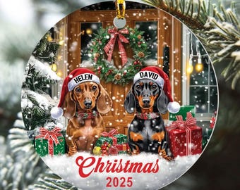 Custom Dog Name Ornament, Dachshund Christmas Ornament, Dachshund Ornament Gift, Dachshund Lover Gift For Dachshund Mom Christmas Ornament