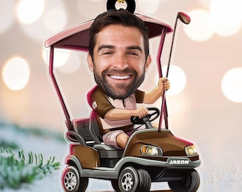 Personalized Golfer Ornament, Custom Photo Ornament, Golf Lover Ornament, 2D Flat Ornament, Christmas Tree Decoration, Golfer Gift