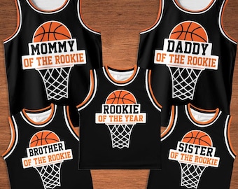 Personalized Rookie Of The Year First Birthday Jersey Custom Mom Dad Basketball Matching Shirt
