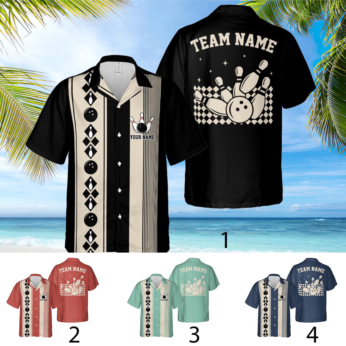 Discover Personalized Retro Bowling Hawaiian Shirt, Custom Bowling Shirts, Bowling Team Matching Shirt,  Bowling Lover Gift, Fathers Day Gifts
