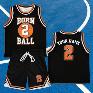 Born Two Ball Basketball Jersey, Personalized Basketball Jersey Set, Basketball Second Birthday, Custom Basketball Jersey And Shorts Kids