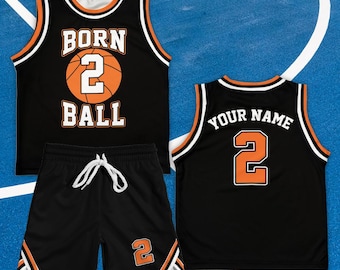 Born Two Ball Basketball Jersey, Personalized Basketball Jersey Set, Basketball Second Birthday, Custom Basketball Jersey And Shorts Kids
