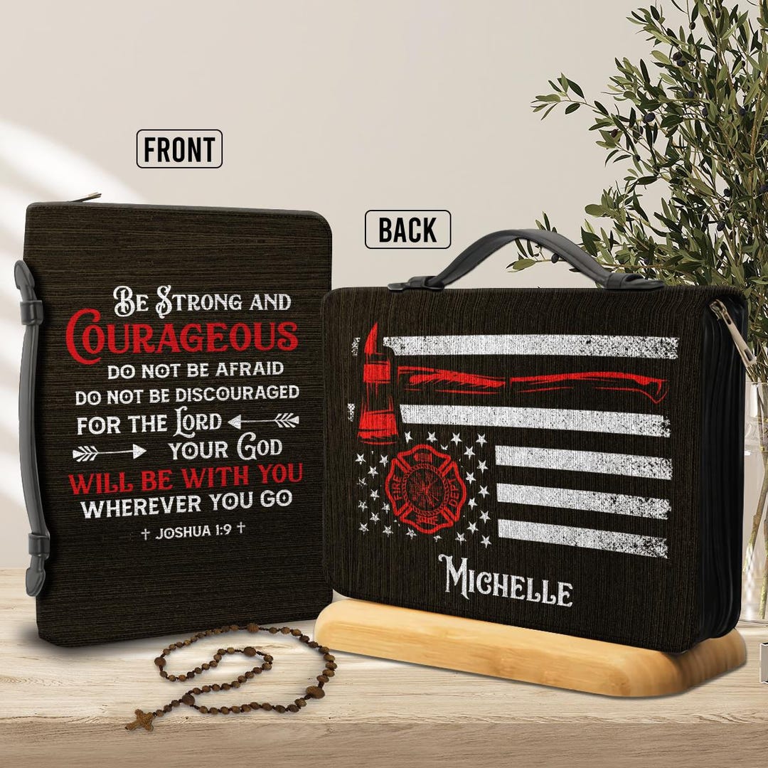 Firefighter Be Strong and Courageous, Personalized Firefighter Bible ...