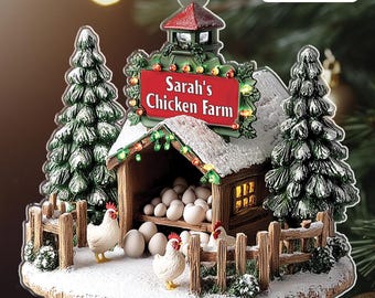 Personalized Chicken Coop Ornament, Funny Farmhouse Gift