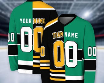 Personalized Split Team Jersey, Custom Two Team Hockey Jersey, House Divided Hockey Jersey, Half and Half Hockey Jersey,  Hockey Fan Gifts