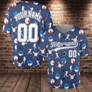 Personalized Baseball Pattern Jersey, Custom Baseball Jersey Shirt, Baseball Jersey Uniform, Baseball Team Shirt, Game Day Outfit