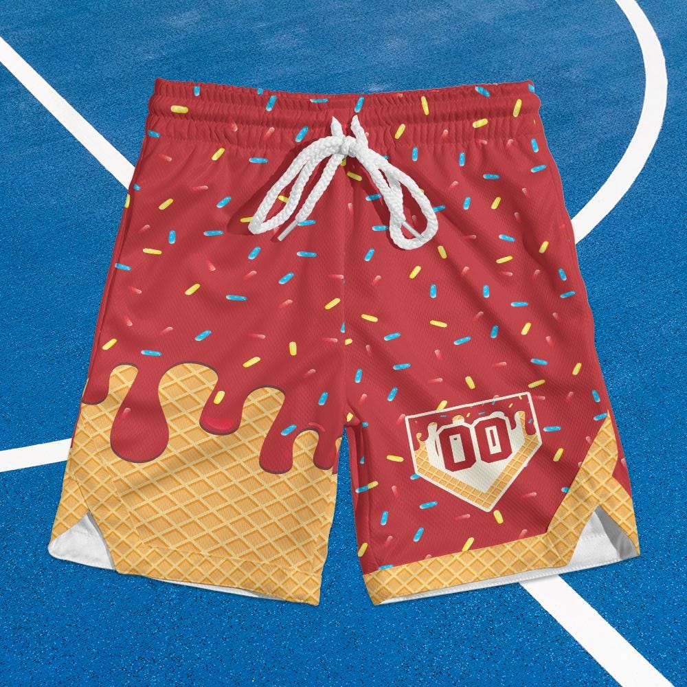Ice Cream Drip Shorts, Youth Drip Baseball Shorts, Custom Jersey