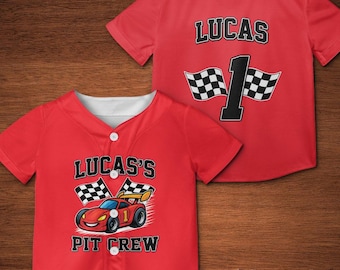Fast One Birthday, Race Car Birthday Jersey, Custom Kids Baseball Jersey,  First Birthday Baseball Jersey, Pit Crew Shirt, Family Shirts