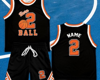 Born Two Ball Basketball Jersey, Personalized Basketball Jersey Set, Basketball Second Birthday, Custom Basketball Jersey And Shorts Kids