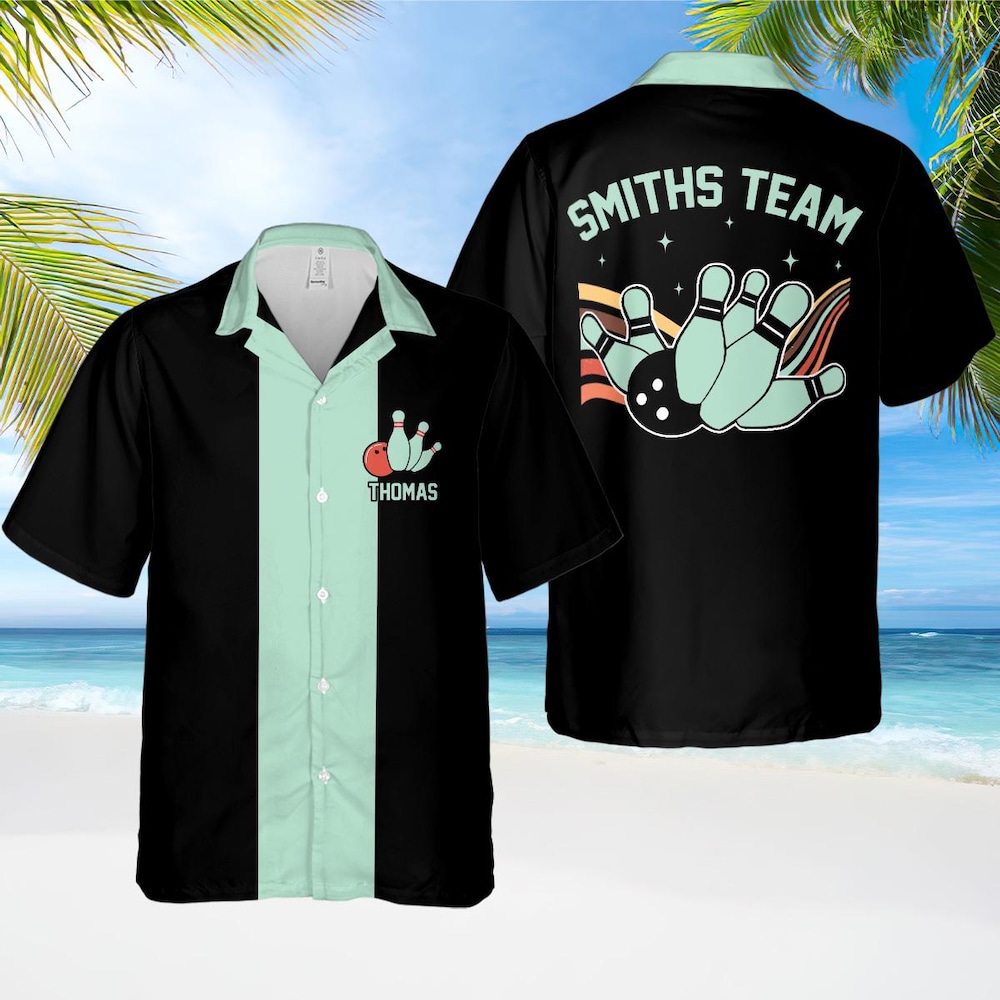 Personalized Bowling Hawaiian Shirt, Custom Button Down Shirt, Bowling Team Shirt, Retro Bowling Shirt Custom, Bowling Gifts Bowler Shirts Alwasky