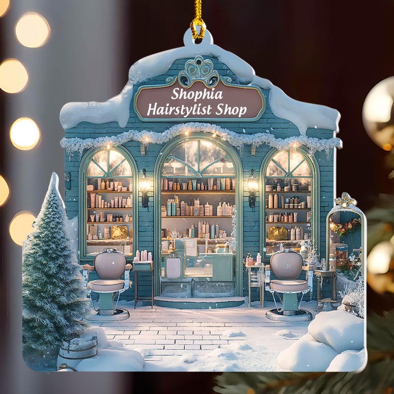 Personalized Hair Salon Ornament, Christmas Hair Salon, Custom Brand